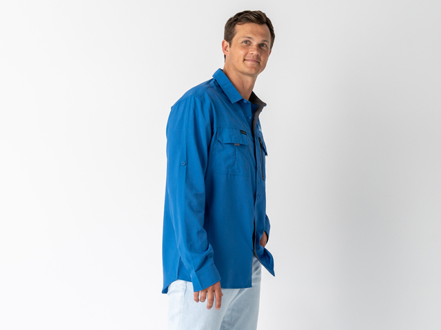 Superior Mens Syzmik Fishing Shirt Blue (Each) - SUP-FISH-M-BLUE-XXX